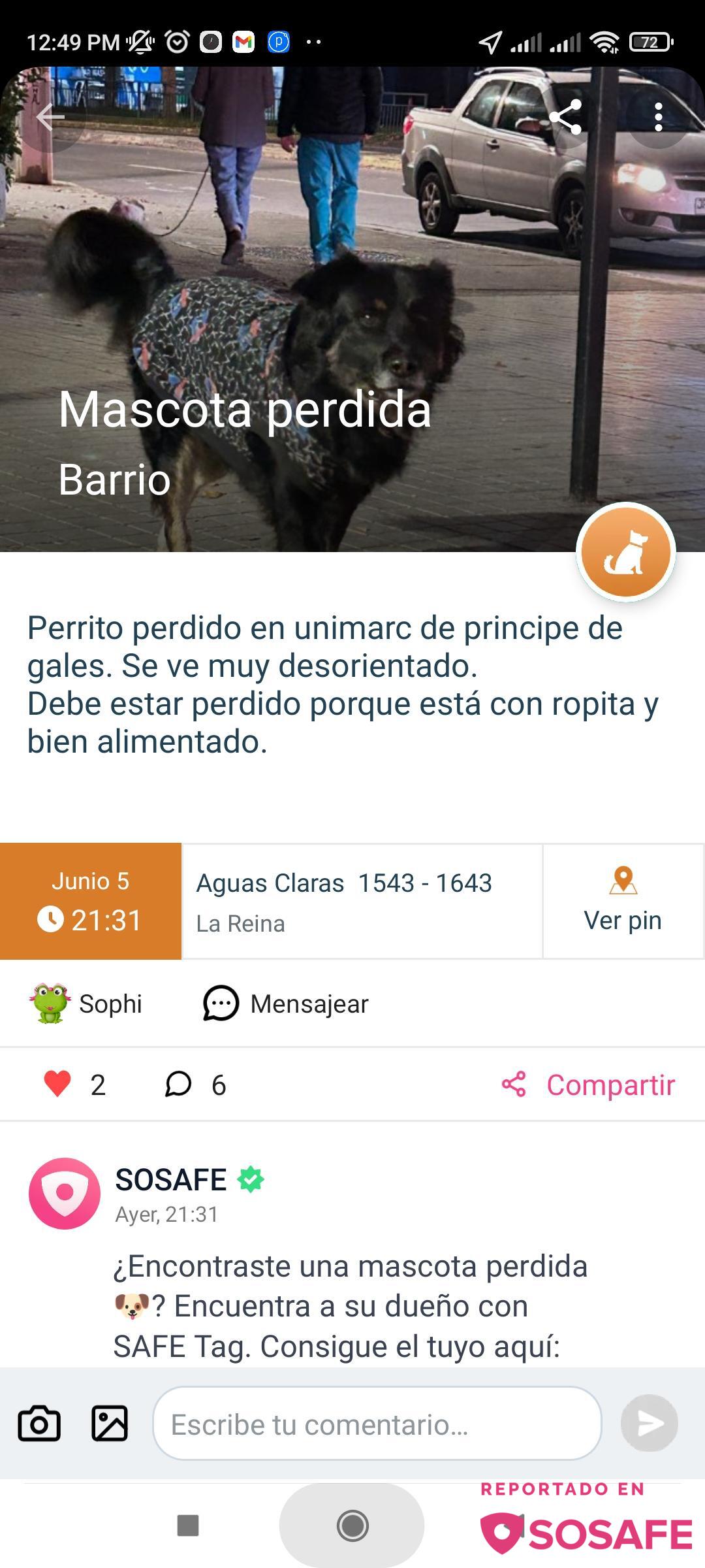 Api Gnz SOSAFE - Hola ya se encuentra con sus dueños
